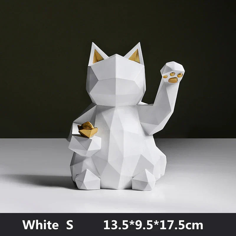 DecorBites™ Lucky Cat Resin Statue: Modern Nordic Home Decor Figurine