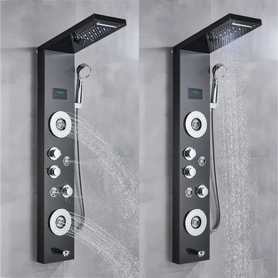 DecorBites™ LED Shower Panel Column Bathtub Mixer Tap with Temperature Screen Massage.