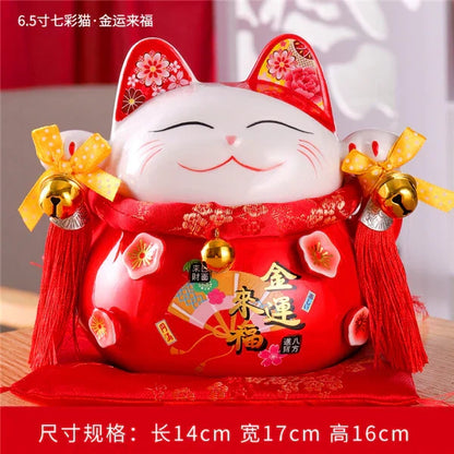 DecorBites™ Ceramic Maneki Neko Piggy Bank: Creative Home Decor & Lucky Cat Business Gift