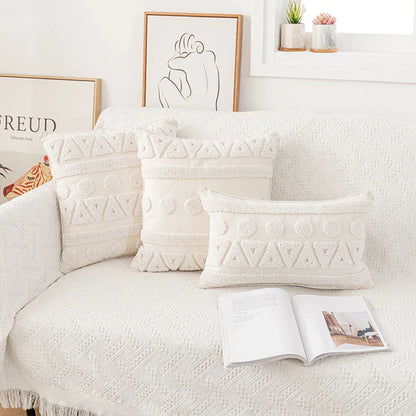 DecorBites™ Ivory Cotton Loop Tufted Cushion Cover for Home Decoration