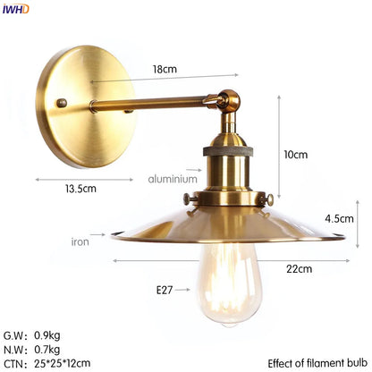 DecorBites™ Antique Gold Rustic LED Wall Light for Home Decor