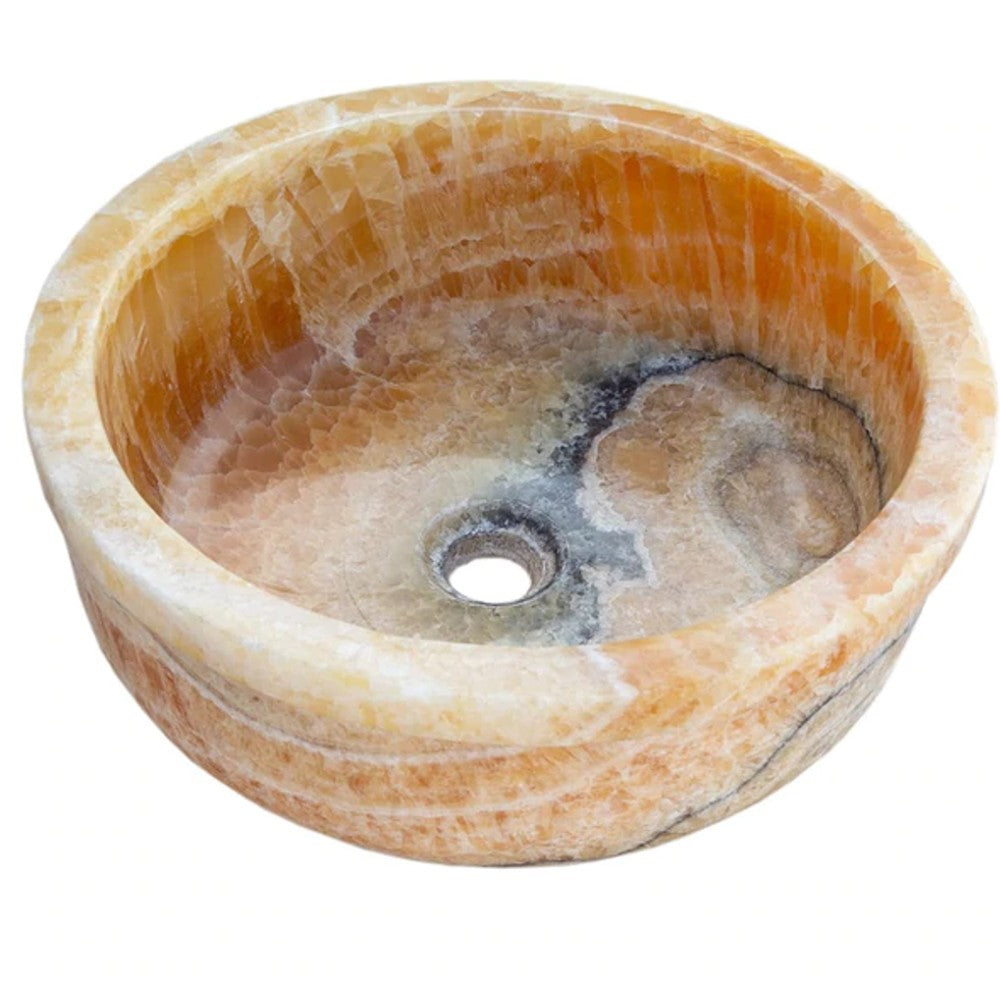 Turkish Honey Onyx Vessel Sink Polished Drop In Bathroom Stone 16 Inch