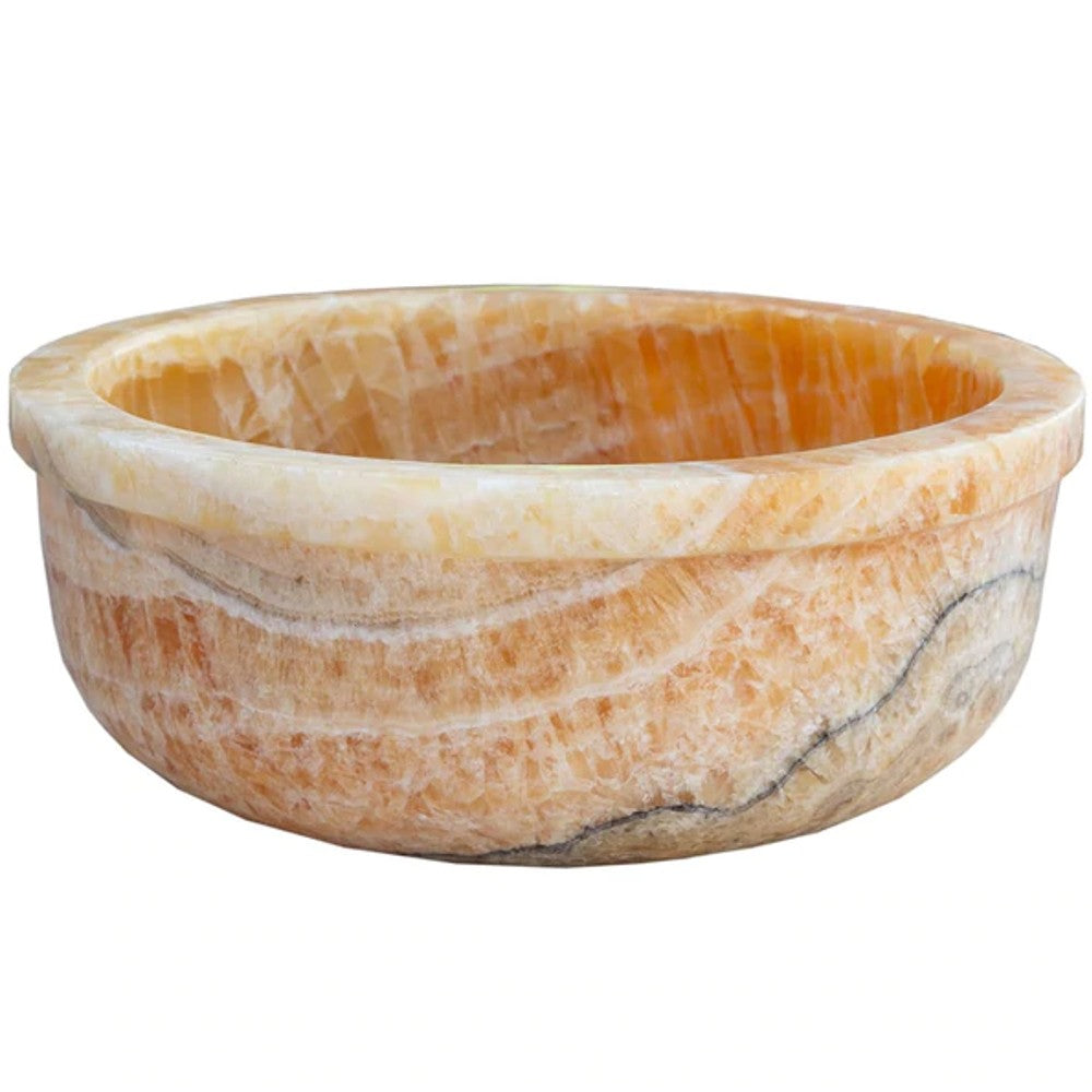 Turkish Honey Onyx Vessel Sink Polished Drop In Bathroom Stone 16 Inch