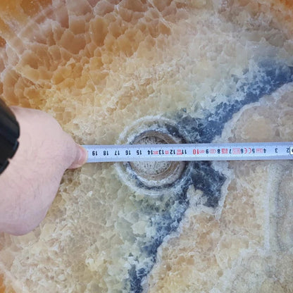 Turkish Honey Onyx Vessel Sink Polished Drop In Bathroom Stone 16 Inch