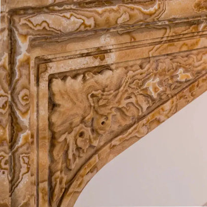 Honey Onyx Translucent Natural Stone Fireplace Surround Hand-Carved French Villa 57x52