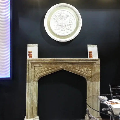 Honey Onyx Translucent Natural Stone Fireplace Surround Hand-Carved French Villa 57x52