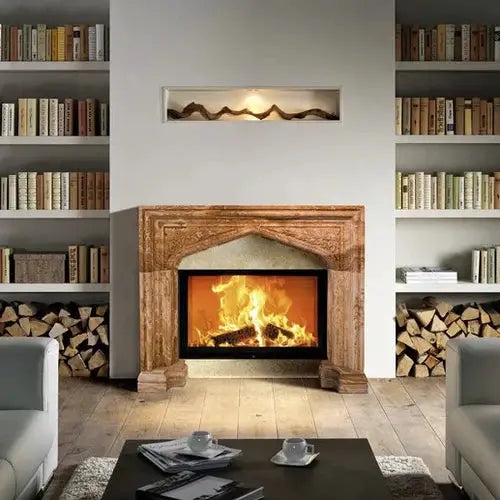 Honey Onyx Translucent Natural Stone Fireplace Surround Hand-Carved French Villa 57x52