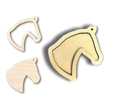 Unfinished Wood 2 Layer Horse Shadowbox Shape | DIY Craft Cutout | up to 46" DIY