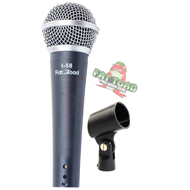 Cardioid Dynamic Microphone with Mic Clip by FAT TOAD - Vocal Handheld, Unidirectional Mic - Singing Wired Microphone for Music Stage Performances