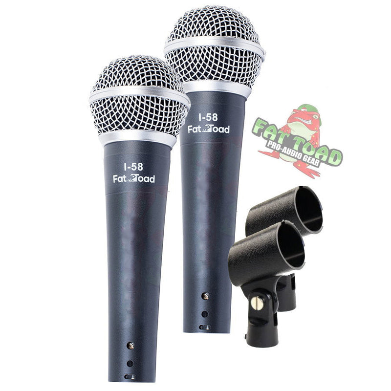 Dynamic Vocal Microphones with Clips (2 Pack) FAT TOAD - Cardioid Handheld, Unidirectional Mic - Singing Wired Microphone for Music Stage Instrument
