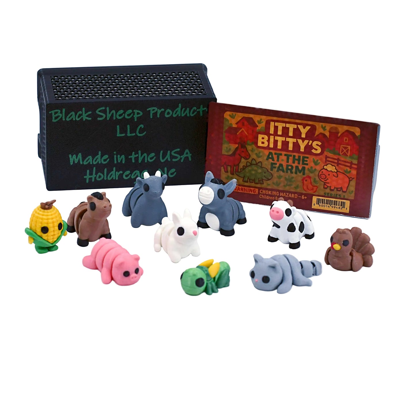 Itty Bitty's at the Farm | Case of 10 3D Printed Farm Animals | Black Sheep Products LLC