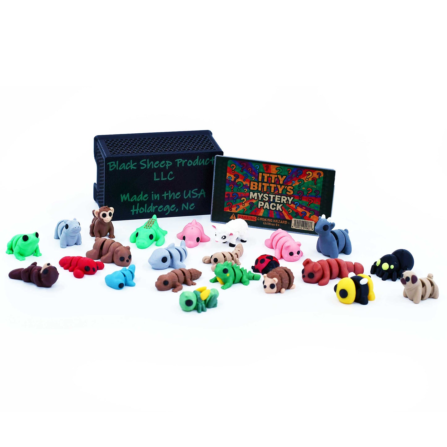 Itty Bitty's Mystery Pack | Case of 10 3D Printed Random Itty Bitty Figurines | Black Sheep Products LLC