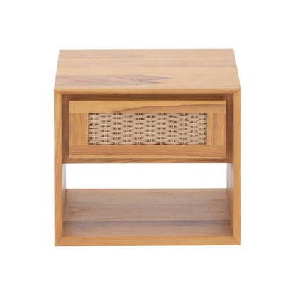 Oslo Natural Teak Indoor Floating Nightstand - 20"