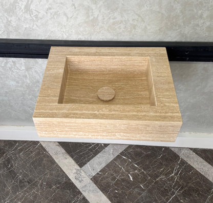 HANDCRAFTED CUSTOM TRAVERTINE SINK (TR-040)