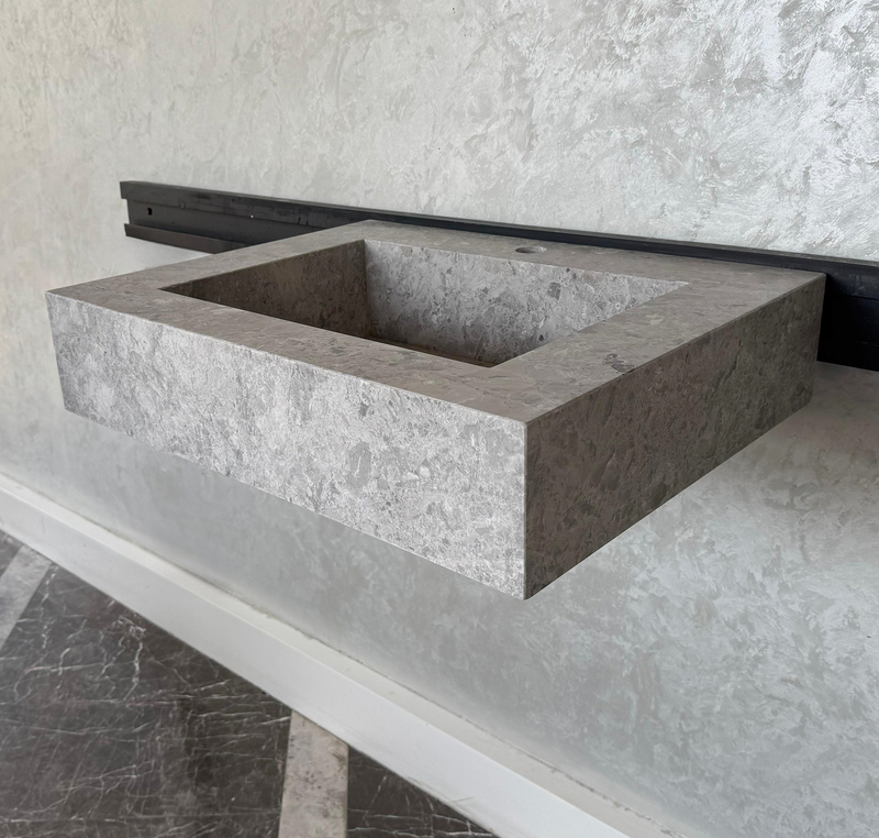 Tundra Grey Handcrafted Marble Bathroom Sink - Natural Stone