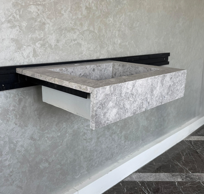 HANDCRAFTED CUSTOM TUNDRA GREY MARBLE SINK (NS-041)