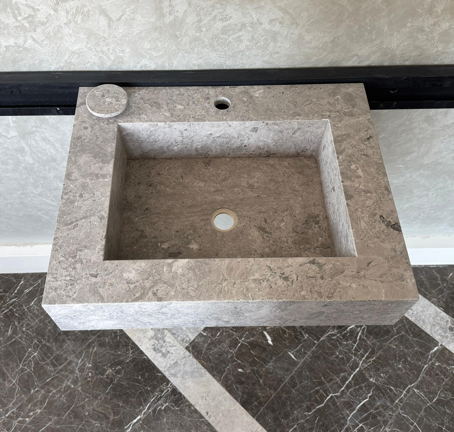 HANDCRAFTED CUSTOM TUNDRA GREY MARBLE SINK (NS-041)