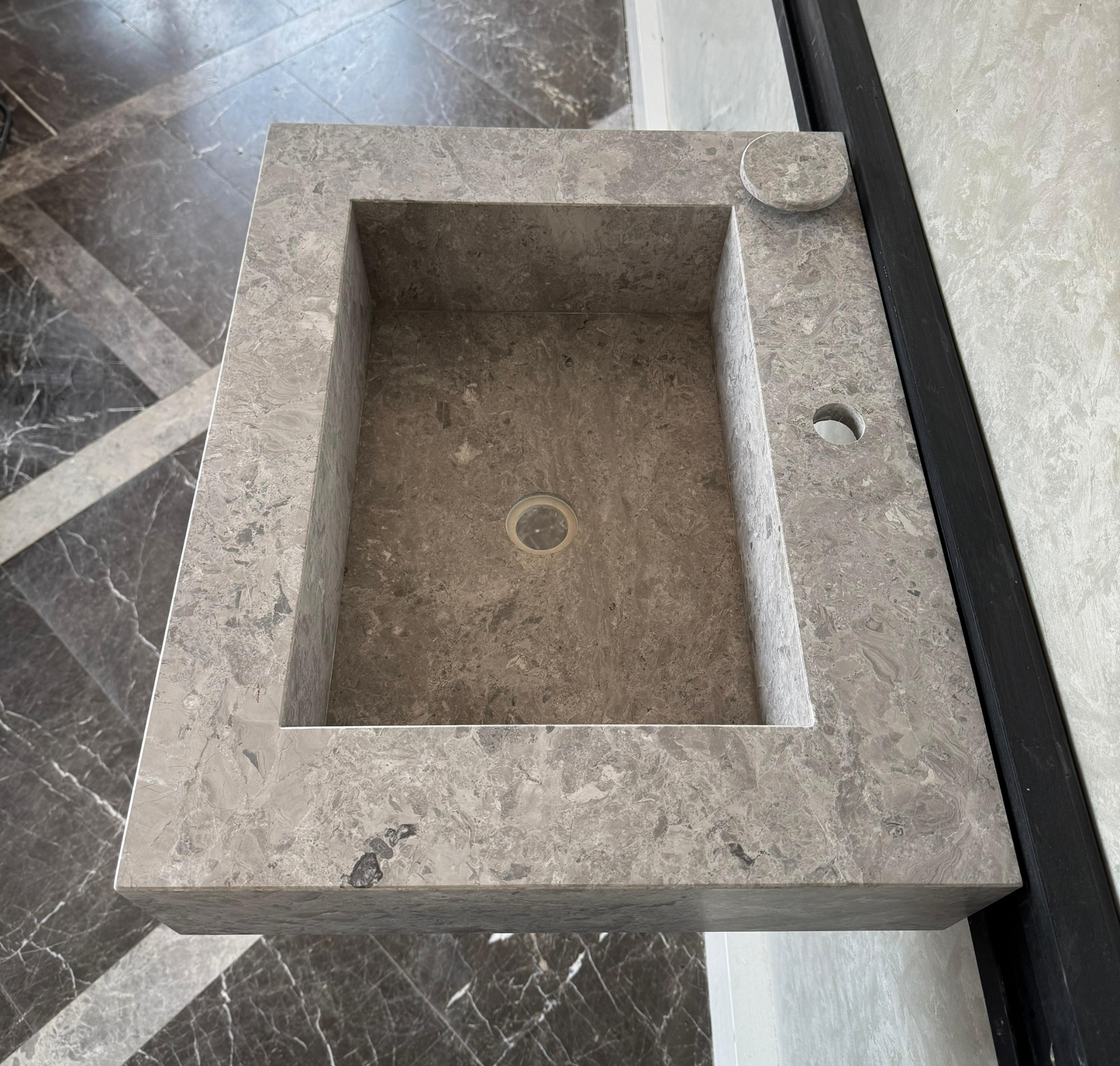 HANDCRAFTED CUSTOM TUNDRA GREY MARBLE SINK (NS-041)