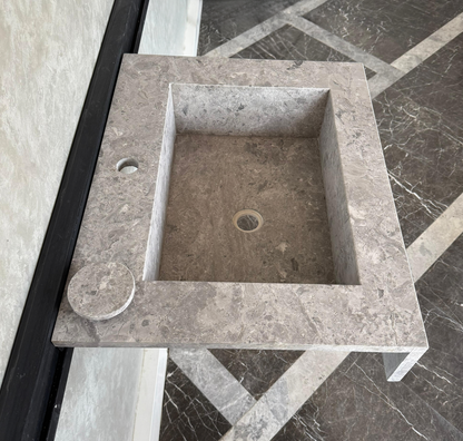 HANDCRAFTED CUSTOM TUNDRA GREY MARBLE SINK (NS-041)