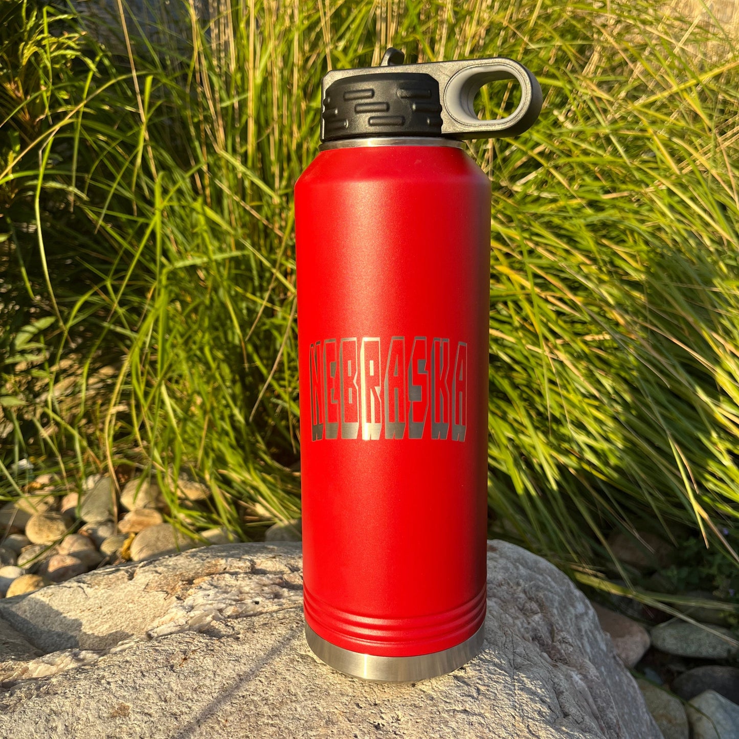 Stainless Steel Nebraska Engraved Water Bottle | 40 oz | Mutliple Colors | RCK Creations & More