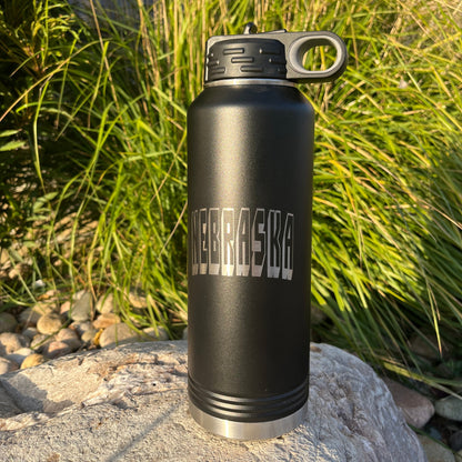 Stainless Steel Nebraska Engraved Water Bottle | 40 oz | Mutliple Colors | RCK Creations & More