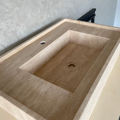 HANDCRAFTED CUSTOM TRAVERTINE SINK (TR-048)