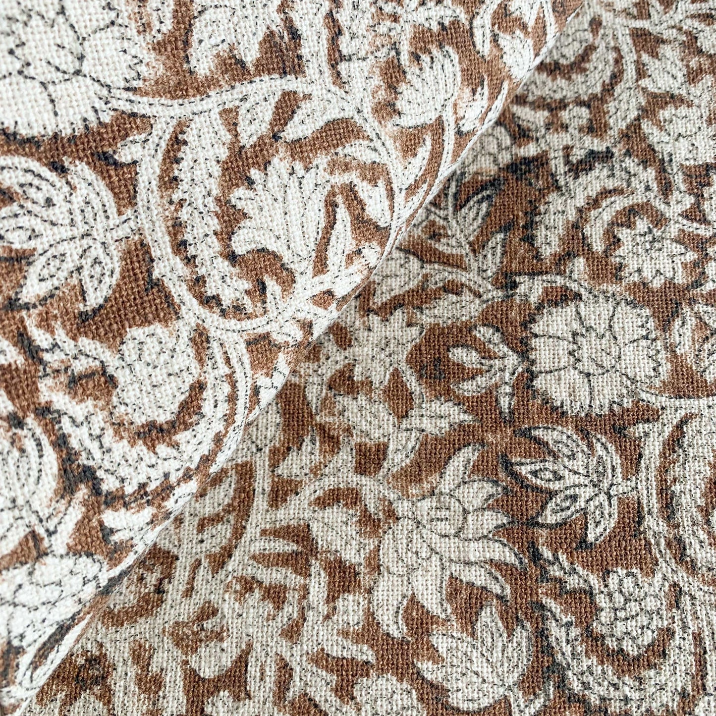 Nina Floral Block Printed Pillow Cover | Brown