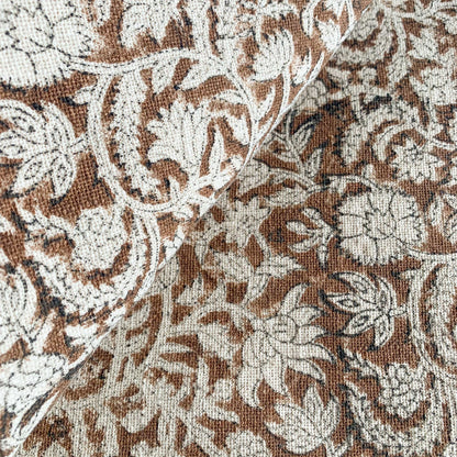 Nina Floral Block Printed Pillow Cover | Brown