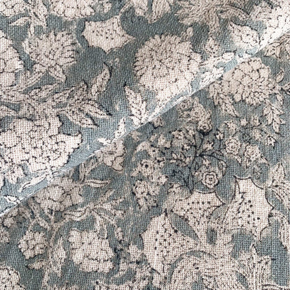 Chloe Floral Block Printed Pillow Cover | Blue