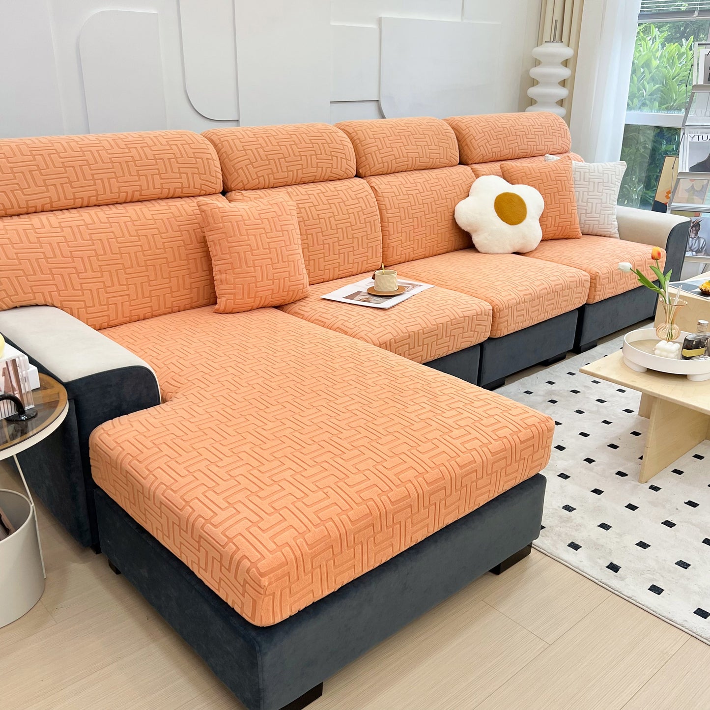 Polar Fleece Stretch Seat Cushion Covers, Couch Cushion Covers Slipcover, Sofa Cushion Protector Covers