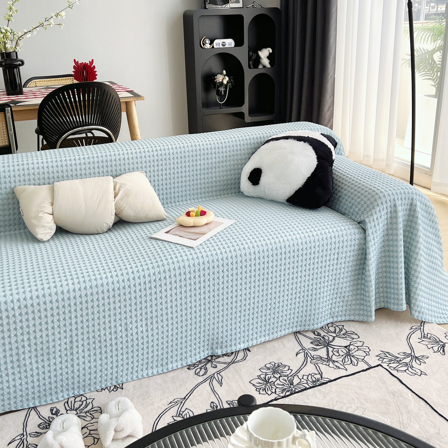 Cooling Textured Sofa Cover Washable Soft Couch Throw Blanket for Summer & Pets