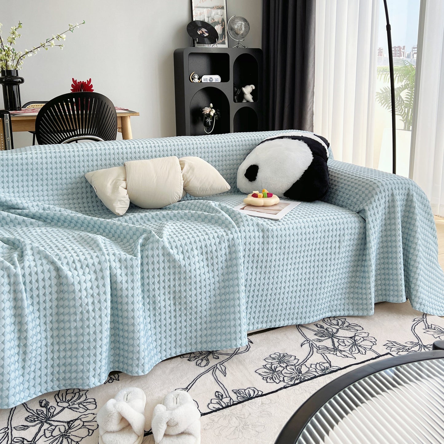 Cooling Textured Sofa Cover Washable Soft Couch Throw Blanket for Summer & Pets