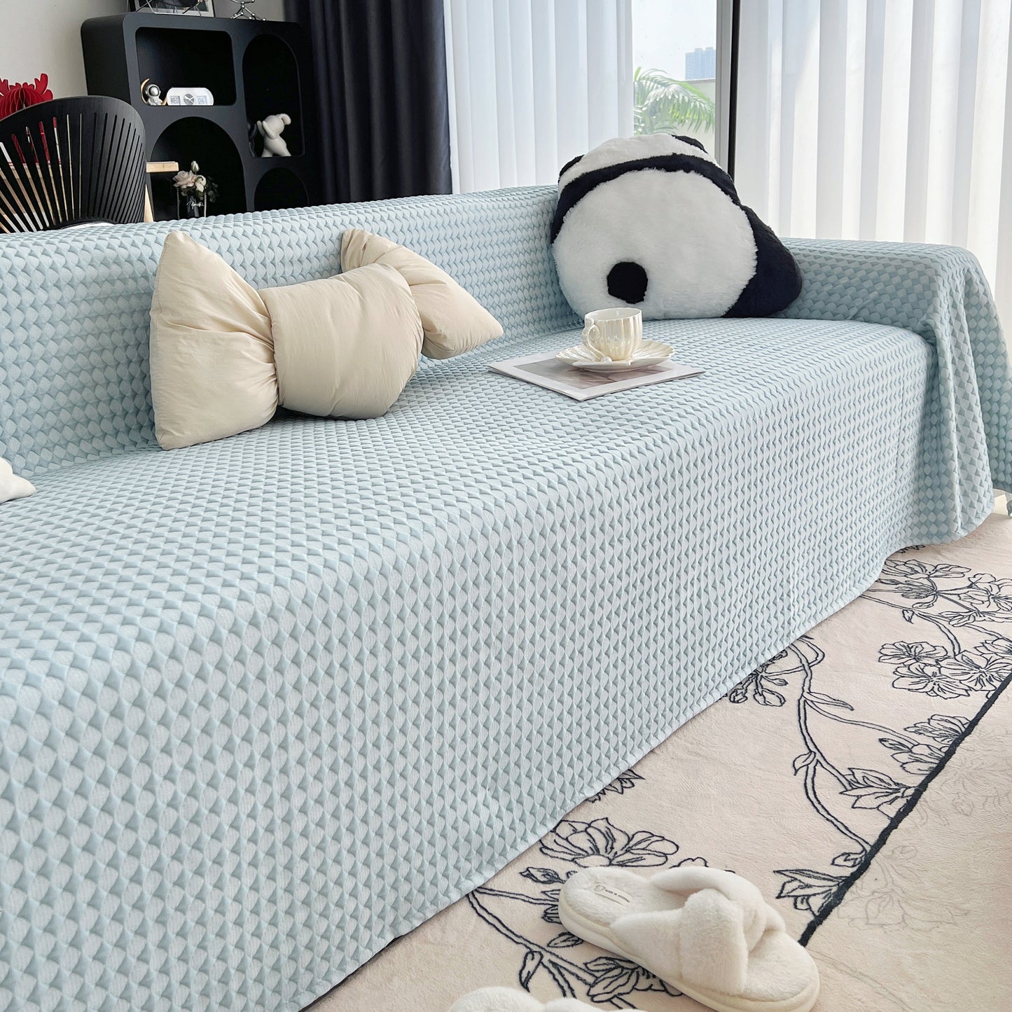 Cooling Textured Sofa Cover Washable Soft Couch Throw Blanket for Summer & Pets