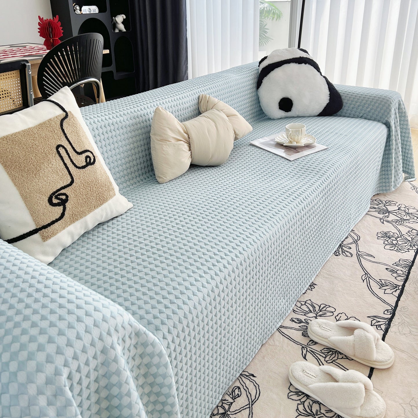 Cooling Textured Sofa Cover Washable Soft Couch Throw Blanket for Summer & Pets