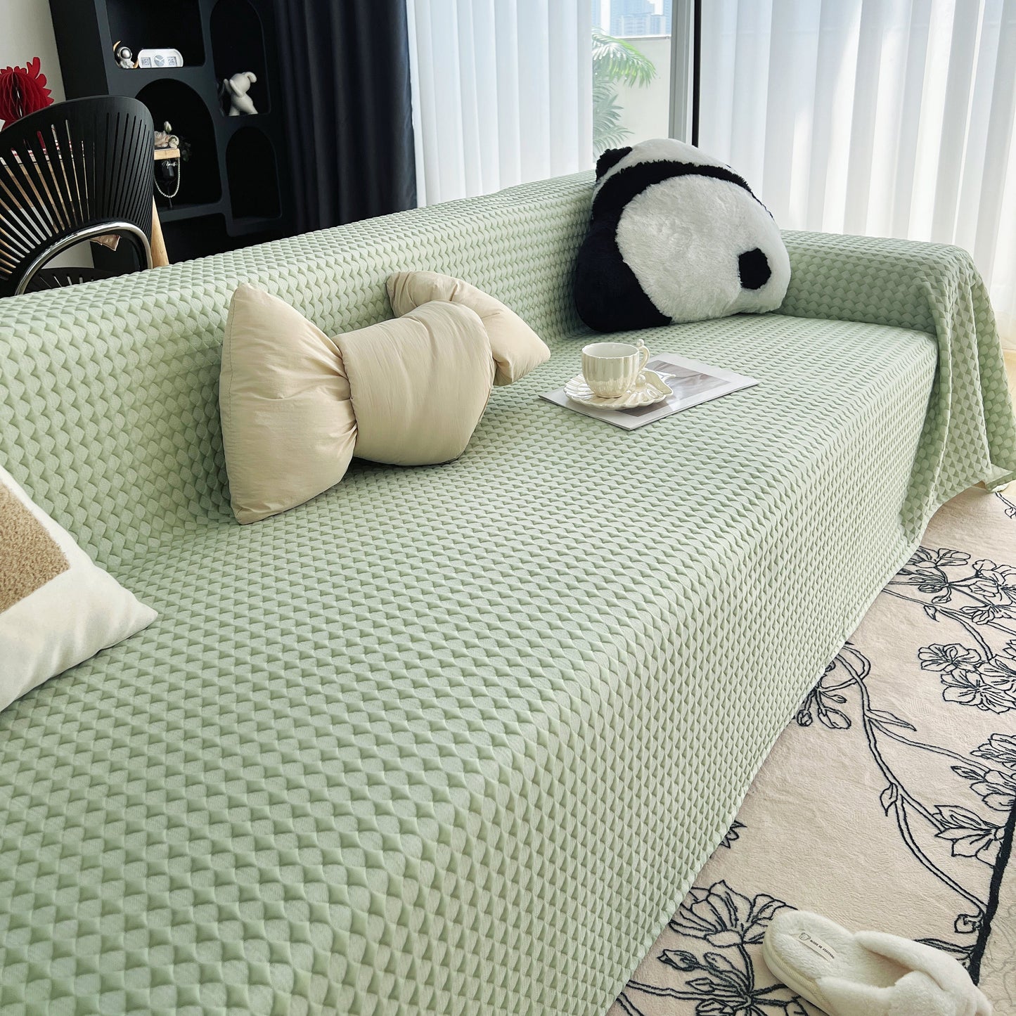 Cooling Textured Sofa Cover Washable Soft Couch Throw Blanket for Summer & Pets