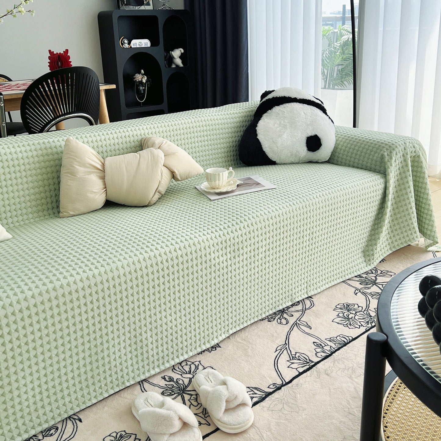 Cooling Textured Sofa Cover Washable Soft Couch Throw Blanket for Summer & Pets