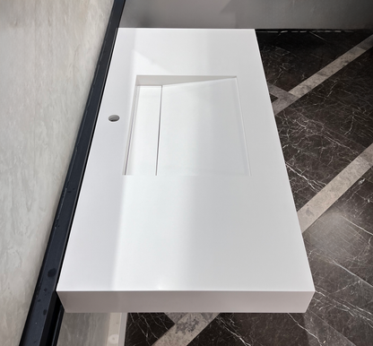 CUSTOM WHITE QUARTZ TROUGH SINK (QU-063)