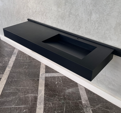 HANDCRAFTED INFINITY ABSOLUTE BLACK HIGH ENGINEERED STONE SINK (ES-096)
