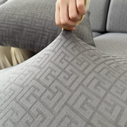 Vedic Chant Jacquard Fleece Fabric Stretch Cushion Cover, Non-Slip Furniture Protector for Kids, Chaise Lounge Cushion Covers