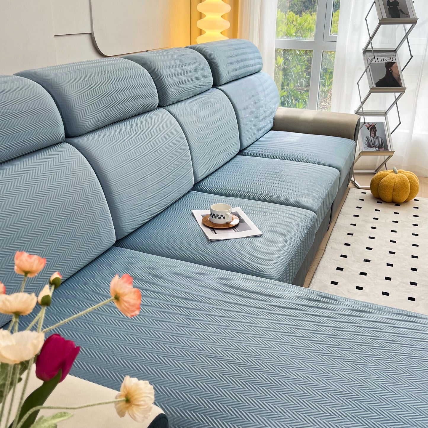 Cooling Stretchy Replacement Couch Cushion Covers for Sectional, Individual Couch Seat Cushion Covers
