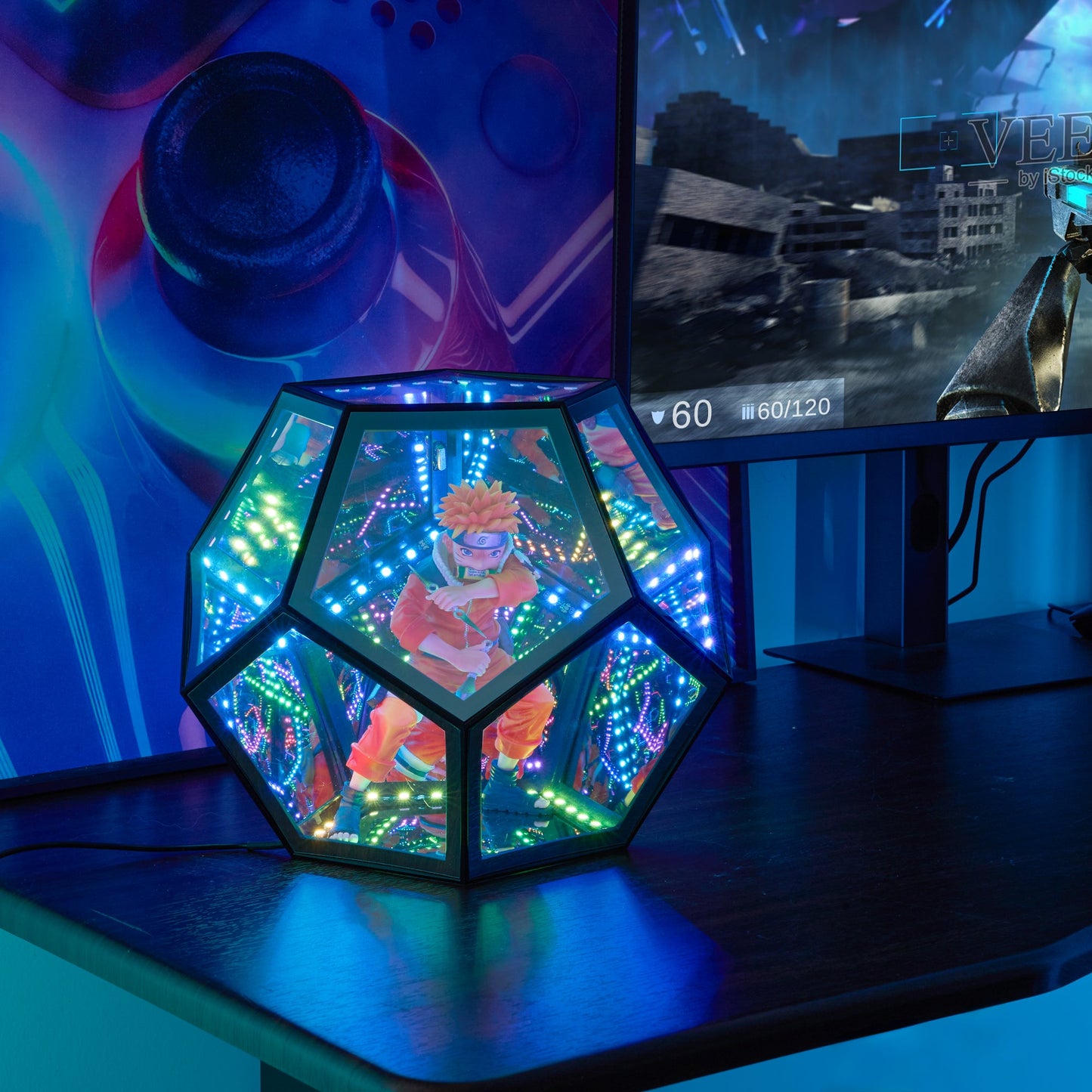 Acrylic Display Case with infinity RGB Light,  Dustproof Showcase Storage for Collectibles and Action Figures Mini Toys