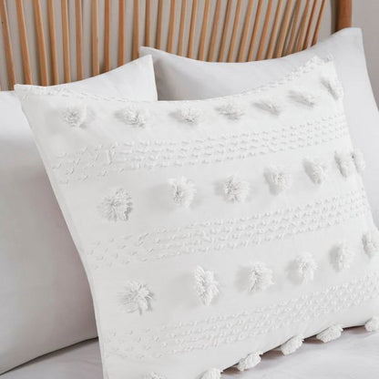 King/Cal King 3-Piece Ivory Pompom Microfiber Comforter Set