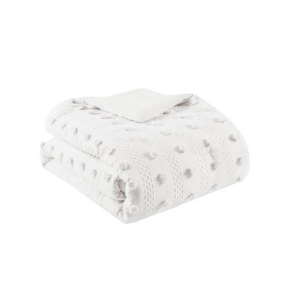 King/Cal King 3-Piece Ivory Pompom Microfiber Comforter Set