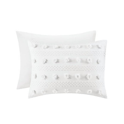Full/Queen 3-Piece Ivory Pompom Microfiber Comforter Set
