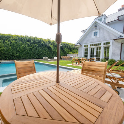 Naples Natural Teak Outdoor Foldable Round Dining Table - 47"