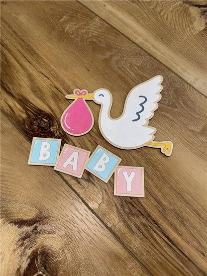 Unfinished Wood Etched Flying Stork Shape | Paint By Line Crafts | up to 30" DIY