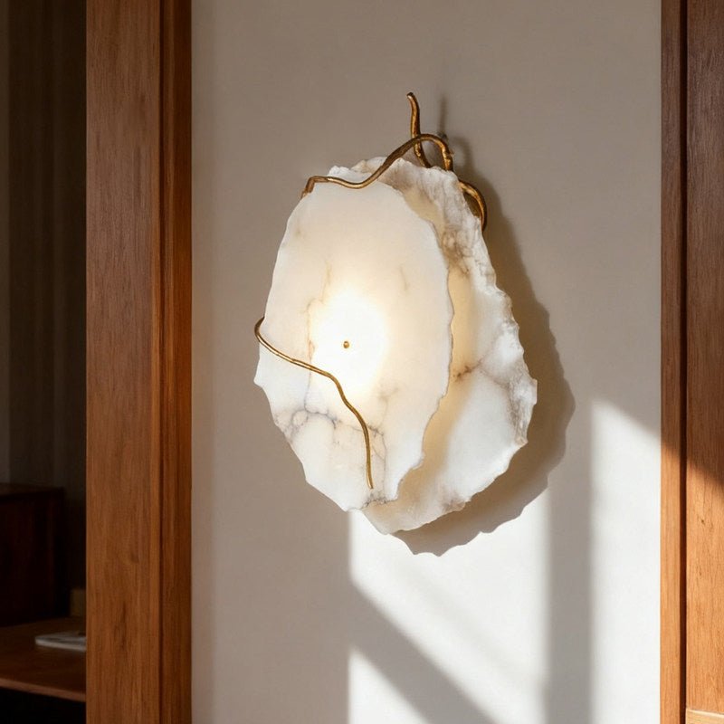 Irregular Alabaster Brass Wall Lamp