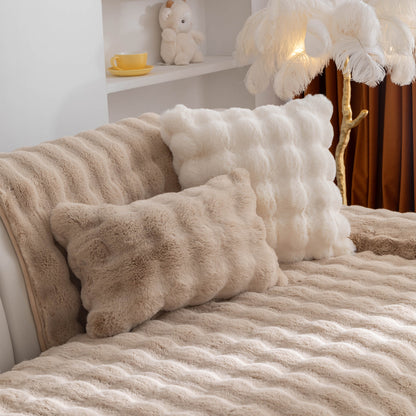 Thick Sofa Cushion Solid Color Faux Fur Fluffy Sofa Cushion Non-Slip Couch Covers