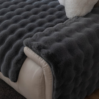 Thick Sofa Cushion Solid Color Faux Fur Fluffy Sofa Cushion Non-Slip Couch Covers