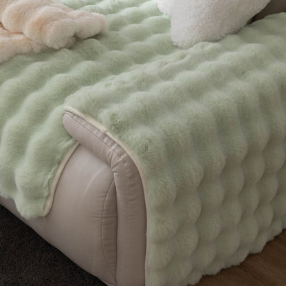 Thick Sofa Cushion Solid Color Faux Fur Fluffy Sofa Cushion Non-Slip Couch Covers